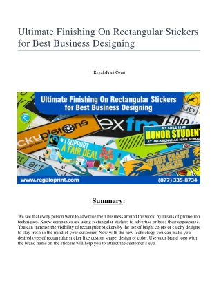 Ultimate Finishing On Rectangular Stickers for Best Business Designing