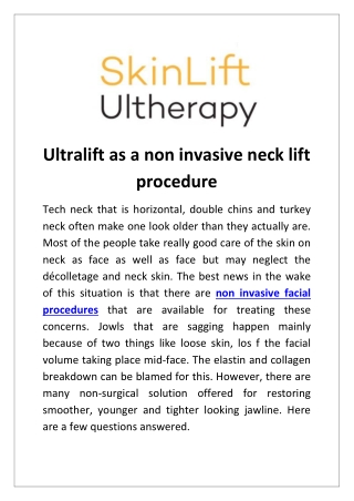 Ultralift as a non invasive neck lift procedure