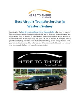 Best Airport Transfer Service In Western Sydney