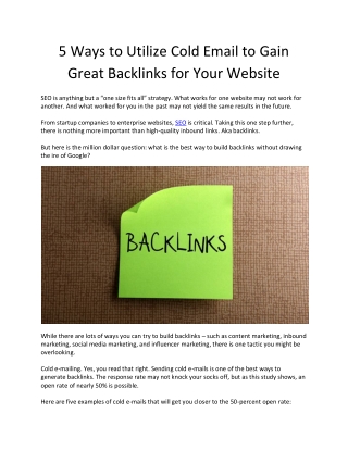 5 Ways to Utilize Cold Email to Gain Great Backlinks for Your Website - Deepak Shukla