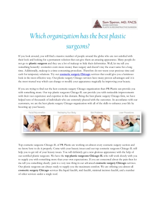 Top Cosmetic Surgeons in Chicago IL- Pr Plastic
