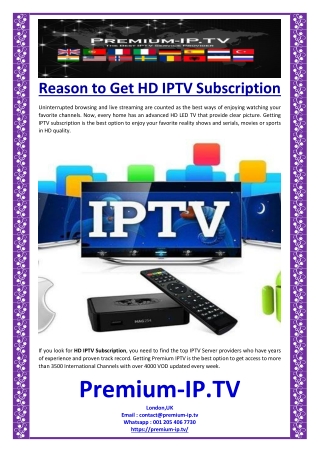 Reason to Get HD IPTV Subscription