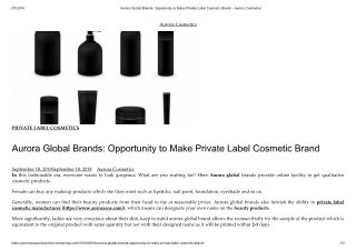 Aurora Global Brands- Opportunity to Make Private Label Cosmetic Brand