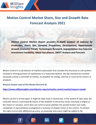 Motion Control Market Share, Size and Growth Rate Forecast Analysis 2021