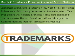 Details Of Trademark Protection On Social Media Platforms