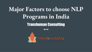 Major Factors to choose NLP Programs in India