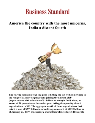 America the country with the most unicorns, India a distant fourth