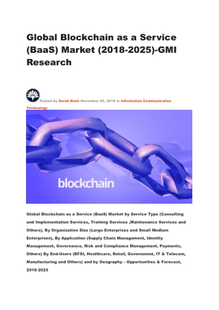 Global Blockchain as a Service (BaaS) Market (2018-2025)-GMI Research