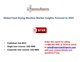 Food Drying Machine Market - Global Industry Analysis, Size, Share, Growth, Trends, and Forecast 2019-2025