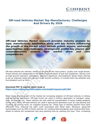 Off-road Vehicles Market Top Manufactures, Challenges And Drivers By 2026