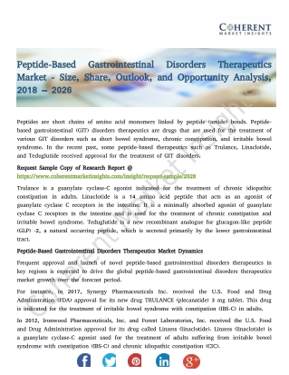 Peptide-Based Gastrointestinal Disorders Therapeutics Market - Size, Share, Outlook, and Opportunity Analysis, 2018 – 20