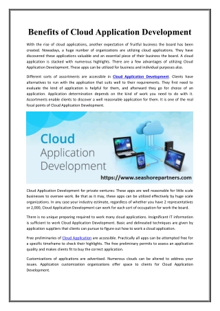 Benefits of Cloud Application Development