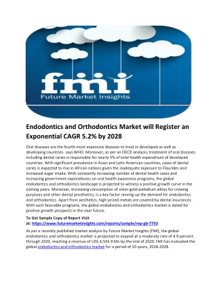 Endodontics and Orthodontics Market will Register an Exponential CAGR 5.2% by 2028