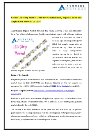 Global LED Strip Market 2019 by Manufacturers, Regions, Type and Application, Forecast to 2024