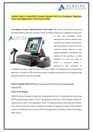 Global Point of Sale(POS) System Market 2019 by Company, Regions, Type and Application, Forecast to 2024.pdf