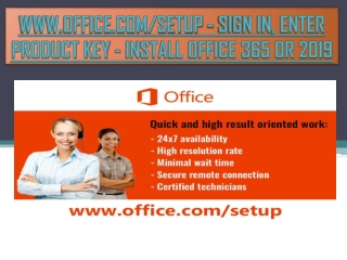 WWW.OFFICE.COM/SETUP - SIGN IN, ENTER PRODUCT KEY - INSTALL OFFICE 365 OR 2019