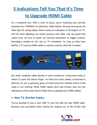 5 Indications Tell You That It’s Time to Upgrade HDMI Cable