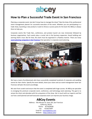 How to Plan a Successful Trade Event in San Francisco