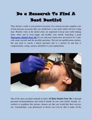 Do a Research To Find A Best Dentist