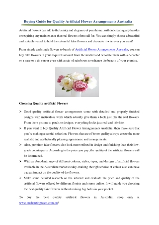 Buying Guide for Quality Artificial Flower Arrangements Australia