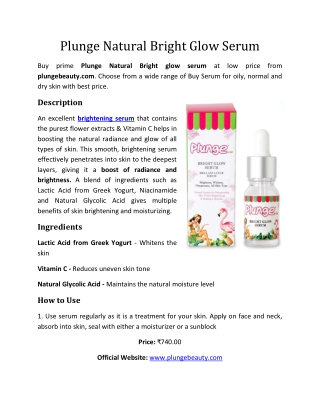 plunge natural bright glow serum