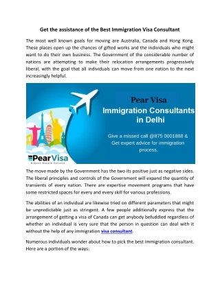 Get the assistance of the Best Immigration Visa Consultant