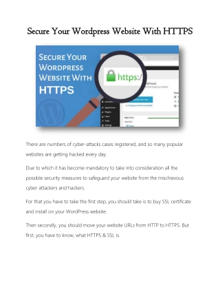 Secure Your Wordpress Website With HTTPS