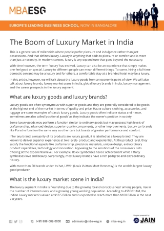 The Boom of Luxury Market in India