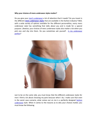 Why your choices of men's underwear styles matter?