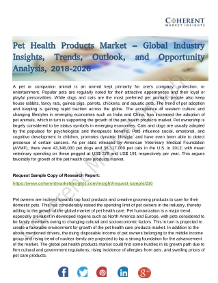 Pet Health Products Market boosting the growth through 2026 Envisage by Global Top Players