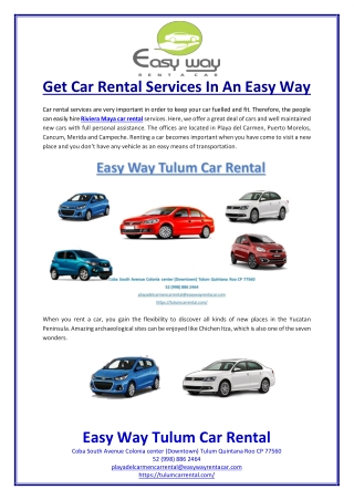 Get Car Rental Services In An Easy Way
