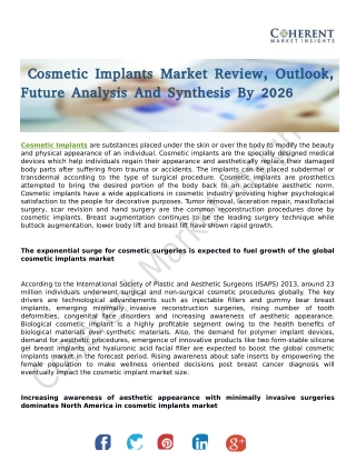 Cosmetic Implants Market To Witness Considerable Upsurge During 2018-2026