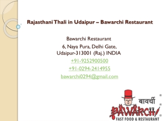 Rajasthani Thali in Udaipur – Bawarchi Restaurant