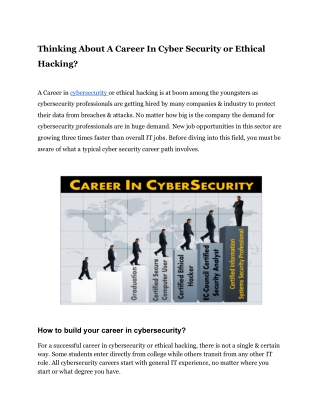 Thinking About A Career In Cyber Security or Ethical Hacking?