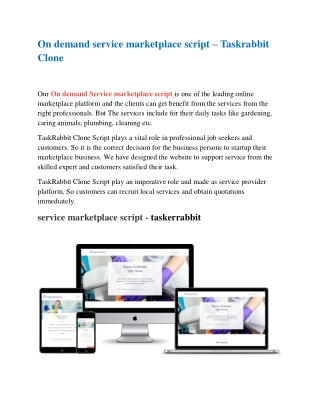 On demand service marketplace script