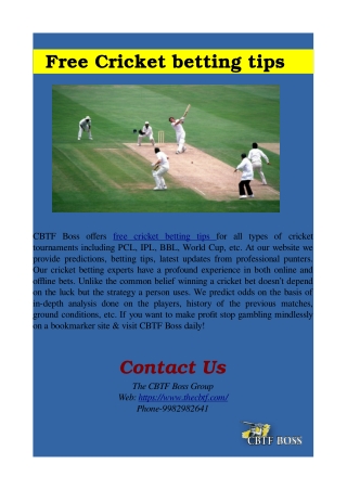 Free Cricket betting tips