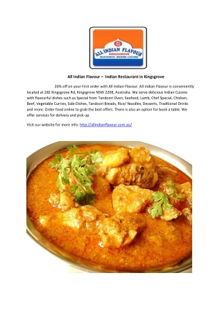 20% Off -All Indian Flavour-Kingsgrove - Order Food Online