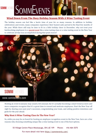 Wind Down From The Busy Holiday Season With A Wine Tasting Event