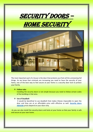 Security Doors – home security