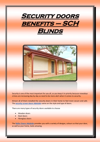 Security doors benefits – SCH Blinds