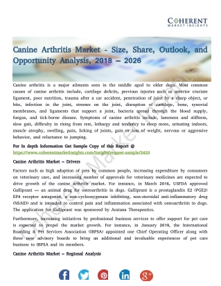 Canine Arthritis Market - Size, Share, Outlook, and Opportunity Analysis, 2018 – 2026