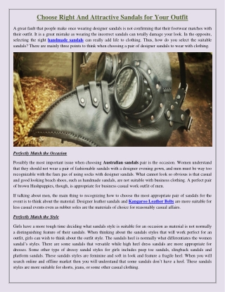 Choose Right And Attractive Sandals for Your Outfit