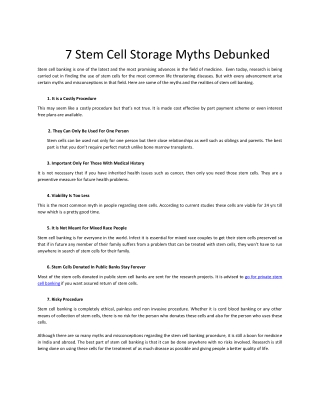 7 Stem Cell Storage Myths Debunked