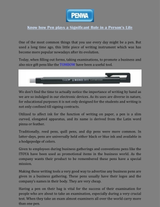 Know how Pen plays a Significant Role in a Person’s Life