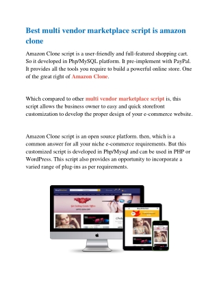 Best multi vendor marketplace script is amazon clone