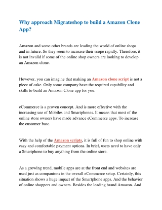 Why approach migrateshop to build a amazon clone app