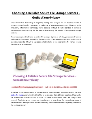 Choosing A Reliable Secure File Storage Services – GetBackYourPrivacy