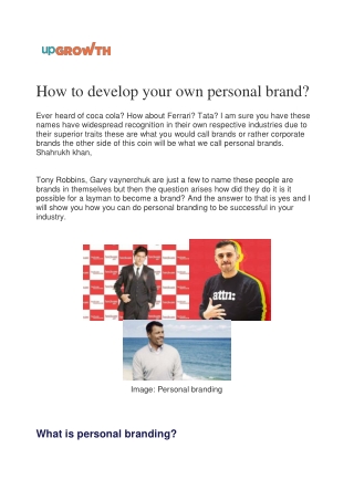 How to develop your own personal brand?