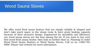 Best Quality and Reliable Wood Sauna Stoves