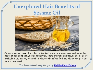Unexplored Hair Benefits of Sesame Oil